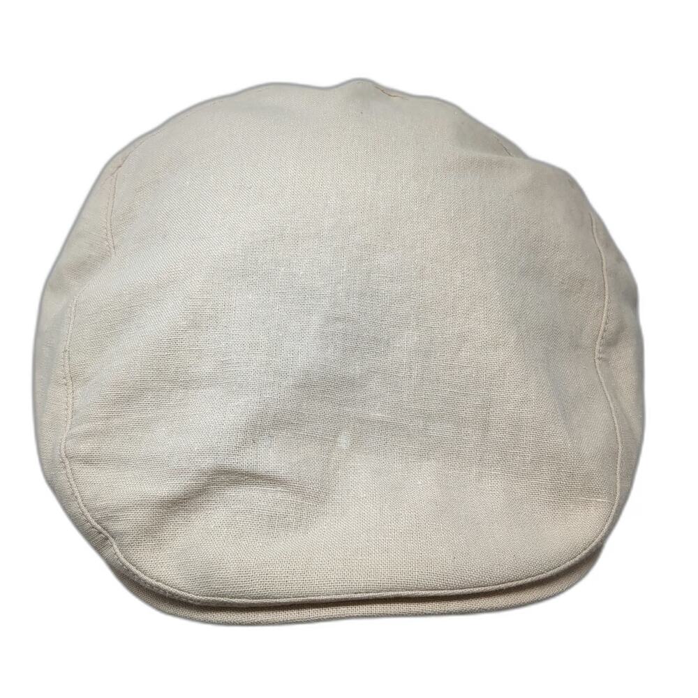 City Hats Newsboy Cap Beige One Size Linen Solid Flat Hat New York Design